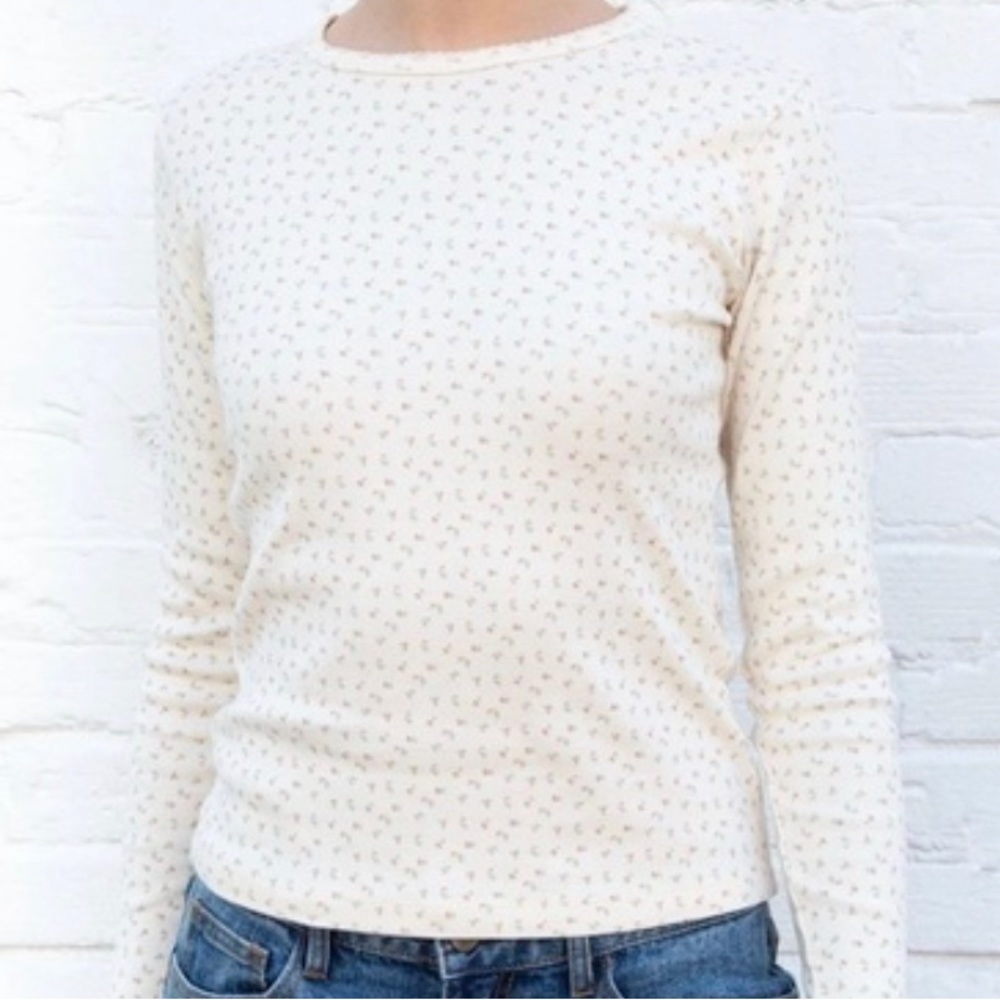 Brandy Melville pink floral Leah long sleeve top